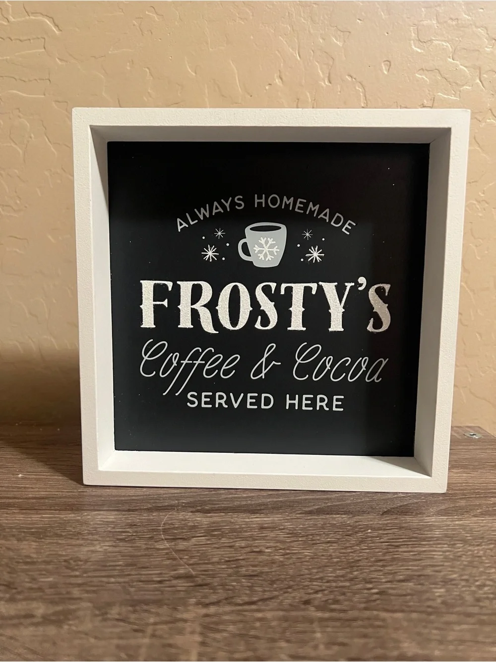 Target Wondershop Frosty’s Coffee Cocoa Sign Christmas Holiday Blue White NWT
